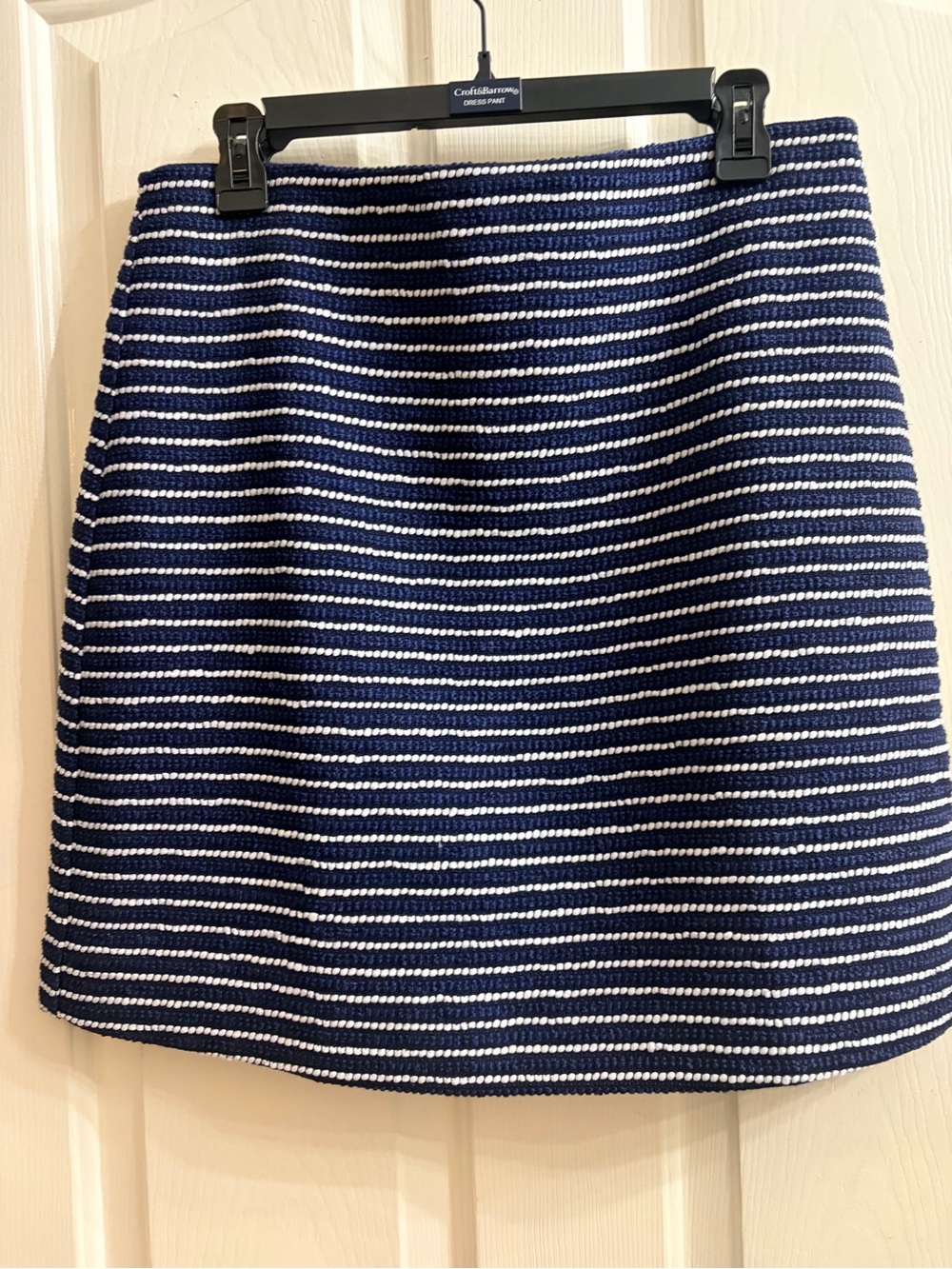 J. Crew Navy and White Striped A-Line Skirt
